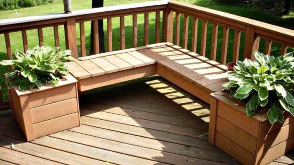 Flowerpots combined with a bench