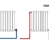 Diagonal connection diagram of heating radiators with two-pipe and one-pipe systems