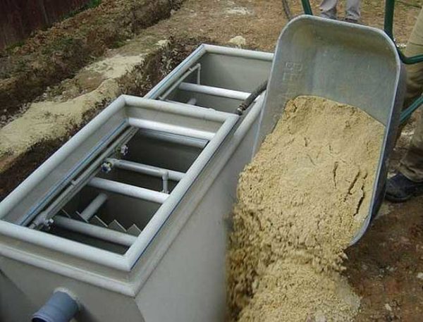 Backfilling with sand layer by layer