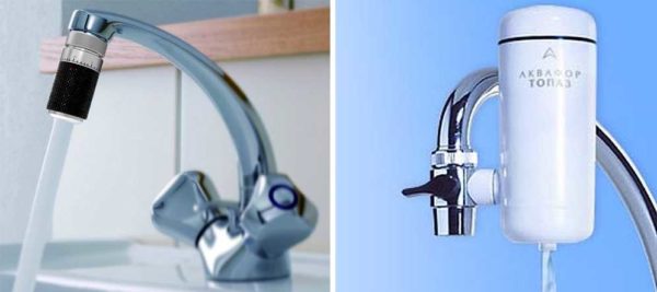 Tap nozzles for water purification