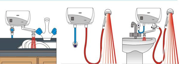 Connection of a pressureless instantaneous water heater