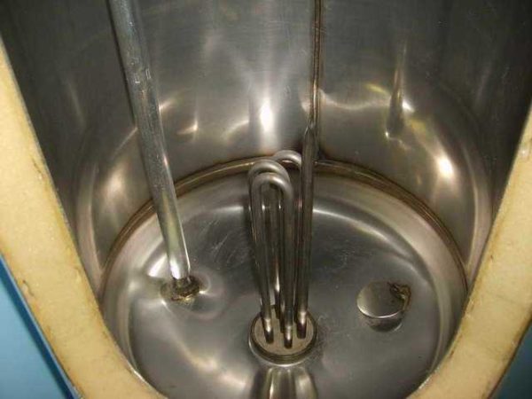The storage tank of a stainless steel water heater looks like this