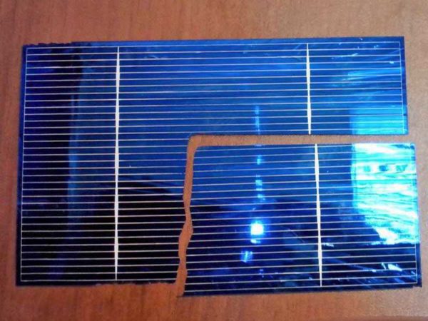 This is a polycrystalline photoconverter. They must be handled carefully - they are very fragile (monocrystalline too, but not to the same extent)