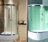 Shower cabin of the open (left) and closed (right) type