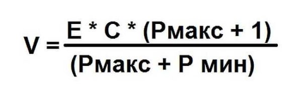 The formula for calculating the volume of the expansion tank for heating