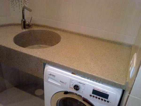 The strap can be placed under the worktop