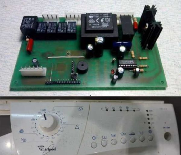 The washing machine control unit consists of a panel and a board