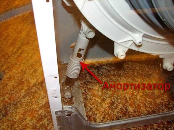 Shock absorbers and / or springs keep the drum and tank in place