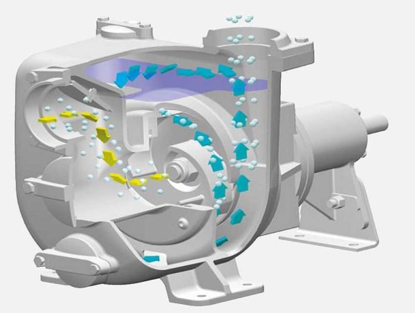 Flow diagram of water in a centrifugal pump