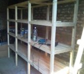 Wooden shelving for garage