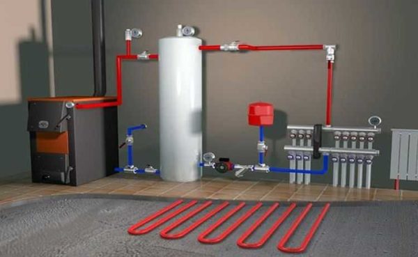 All heating systems with underfloor heating are forced - without a pump, the coolant will not pass through such large circuits