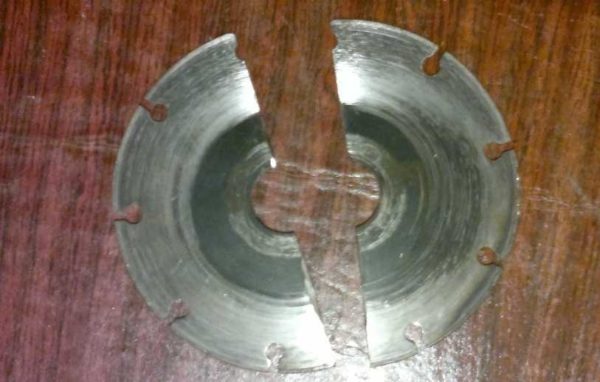 The disc is sawn in half
