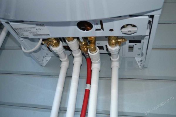 Wall mounted gas boiler can be connected with polypropylene pipes directly from the boiler inlet