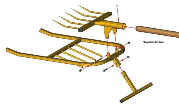 Assembly drawing of the miracle shovel