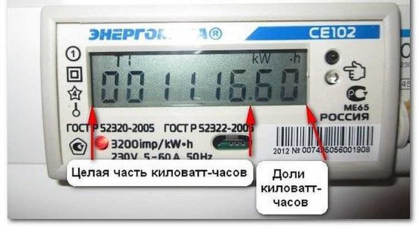 On the electronic meter Energomera looks a little different