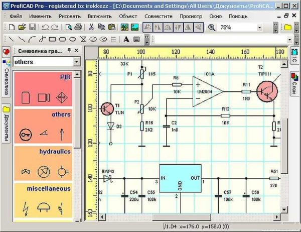 An example of using ProfiCAD for drawing electrical circuits