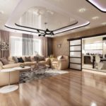 To emphasize the shape of the room, you can arrange the backlight on the ceiling in squares