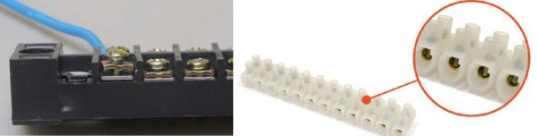 Connecting wires in terminal blocks