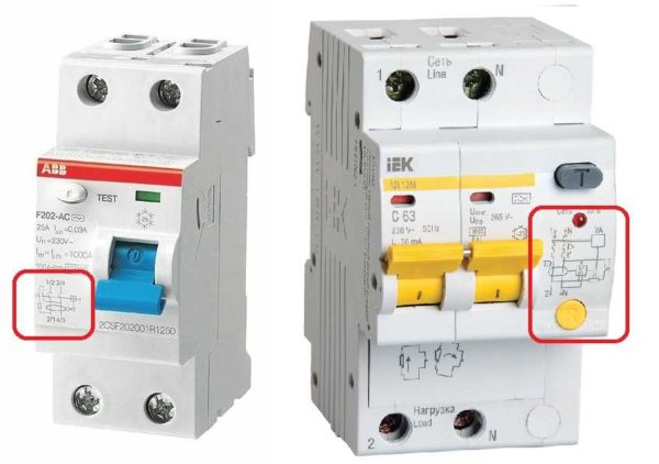 The connection diagram of the difavtomat is usually on the case