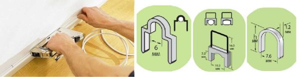 Fastening cables with a stapler and special brackets