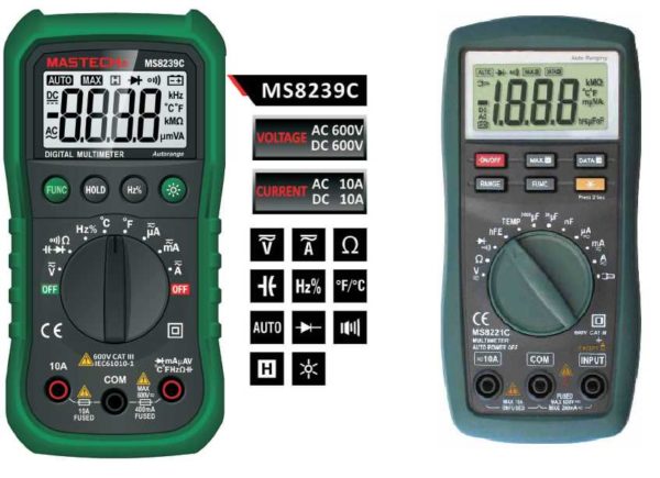 Automatic multimeters on a scale have only types of measurements