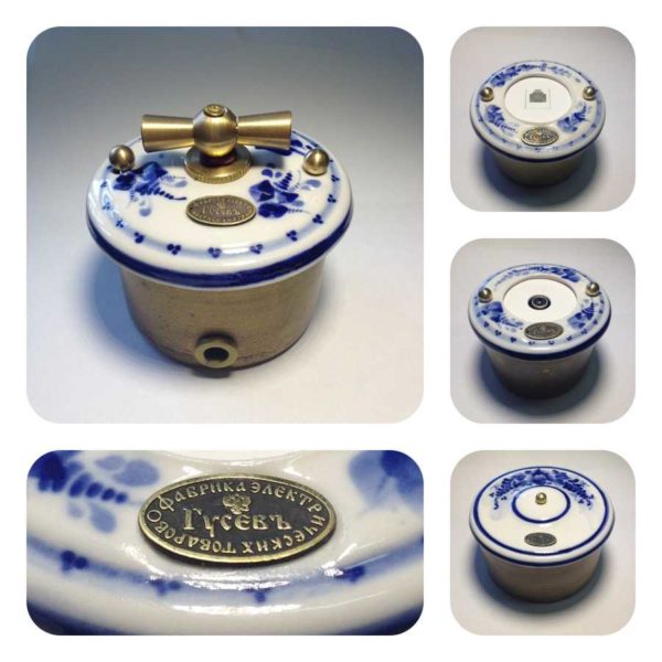 Russian firm Gusev produces painted porcelain sockets / switches