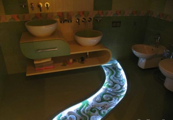 Bathroom floor lighting