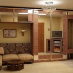 In the center, a place for a corner sofa - a non-standard approach