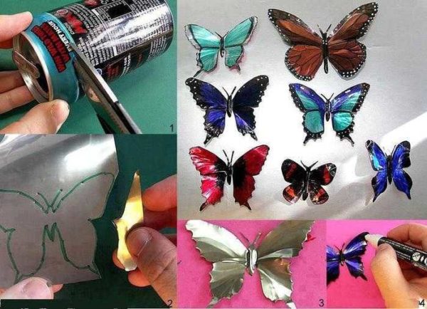 You can even use beer cans for butterfly wall decor.