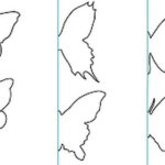 Paper butterfly patterns for interior decoration are made in half. The second is obtained automatically after turning a piece of paper folded in half