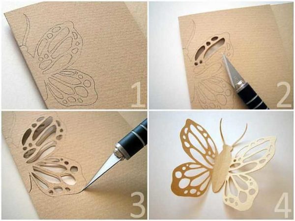 How to make an openwork butterfly out of paper - process in pictures