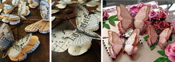 Examples of multi-layered paper butterflies