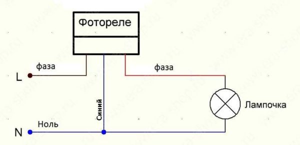 Connection diagram of a photo relay for lighting (lantern)