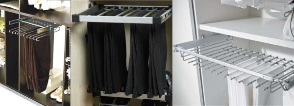 Accessories for storing trousers and jeans in the closet