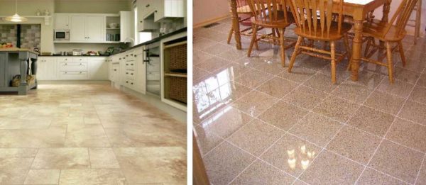 Kitchen floor tiles can be matte or glossy