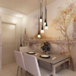 Photo wallpaper on the wall in the kitchen is a popular type of decoration