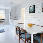 PVC wall panels in the form of lining in the kitchen in the dining area