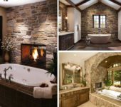 Natural stone in the bathroom - a non-standard way to decorate the walls in the bathroom