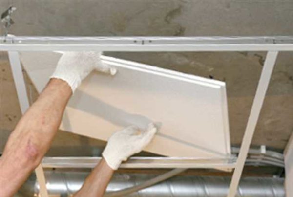 Installation of slabs in the Armstrong suspended ceiling system