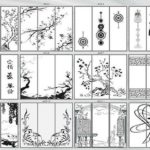 Several patterns for sandblasting in different styles for a three-door wardrobe in the bedroom