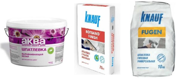 By the type of base putty there are gypsum, cement, polymer