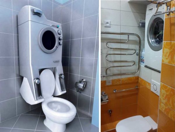 Non-standard options for placing a washing machine in the bathroom