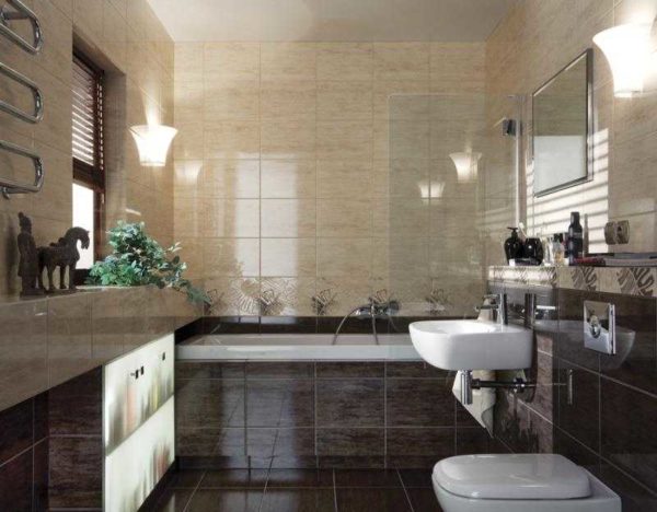 Glossy tiles expand the space due to glare