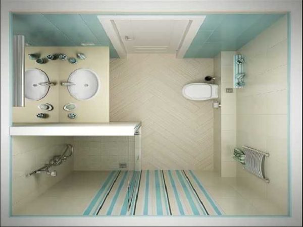 An example of the layout and layout of tiles in a modern style - a combination of several types in one color scheme