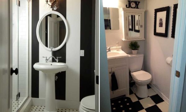 Black and white always wins, but the style is very different: vertical stripes visually raise the ceilings