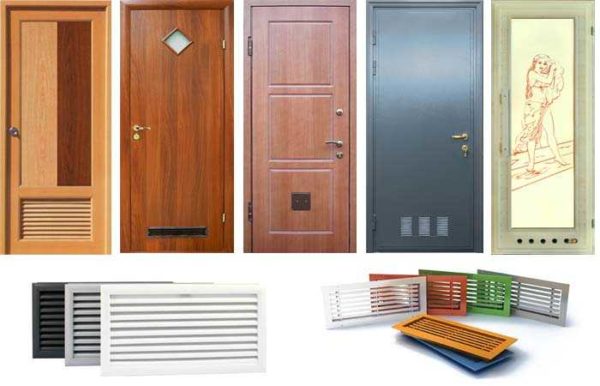 Special doors for bathroom and toilet with ventilation grilles