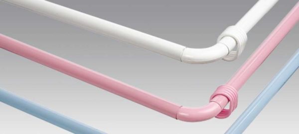 Plastic shower bars can be colored to match the walls or finishes