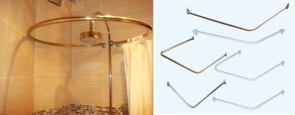 The holder for the curtain in the bathroom can be of any shape