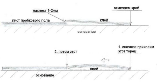 Schematic illustration of cork flooring technology
