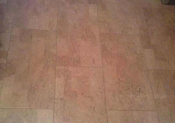Beveled cork floor - so you don't have to worry about the joints